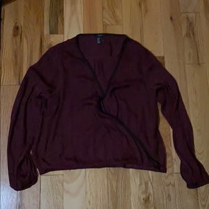 M forever 21 plum long sleeve asymmetrical blouse